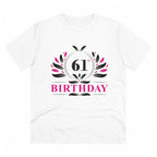 Men's PC Cotton 61st Birthday Printed T Shirt (Color: White, Thread Count: 180GSM)