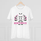 Men's PC Cotton 77th Birthday Printed T Shirt (Color: White, Thread Count: 180GSM)