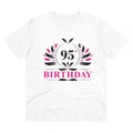Men's PC Cotton 95th Birthday Printed T Shirt (Color: White, Thread Count: 180GSM)