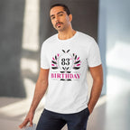 Men's PC Cotton 83rd Birthday Printed T Shirt (Color: White, Thread Count: 180GSM)
