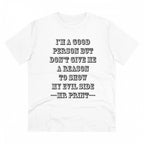 Men's PC Cotton I Am Good Person Printed T Shirt (Color: White, Thread Count: 180GSM)