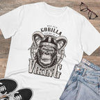 Men's PC Cotton Gorila Desing Printed T Shirt (Color: White, Thread Count: 180GSM)