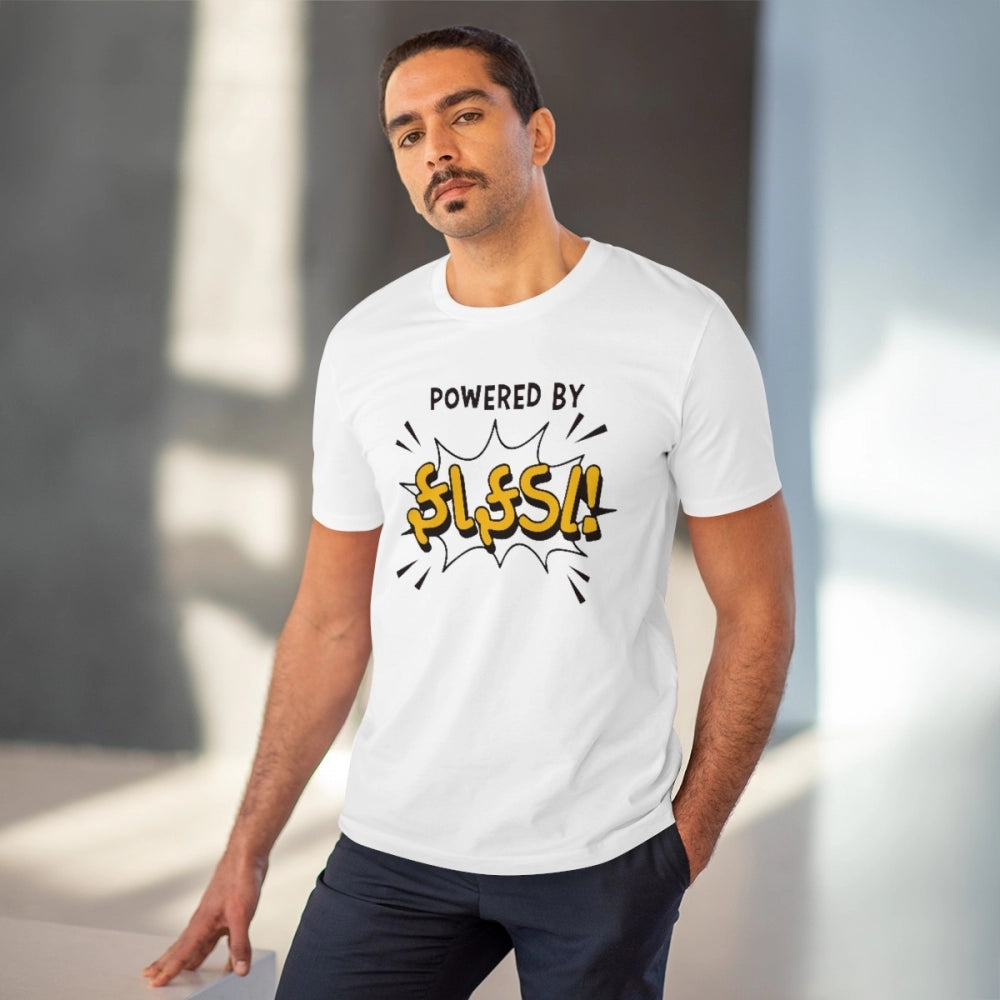 Men's PC Cotton Powered Bt Fafda Printed T Shirt (Color: White, Thread Count: 180GSM)