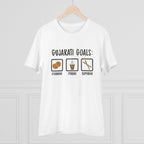Men's PC Cotton Gujarati Goals Printed T Shirt (Color: White, Thread Count: 180GSM)