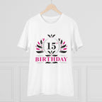 Men's PC Cotton 15th Birthday Printed T Shirt (Color: White, Thread Count: 180GSM)