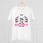 Men's PC Cotton 26th Birthday Printed T Shirt (Color: White, Thread Count: 180GSM)