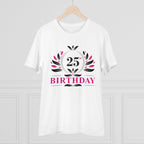 Men's PC Cotton 25th Birthday Printed T Shirt (Color: White, Thread Count: 180GSM)