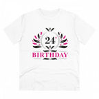 Men's PC Cotton 24th Birthday Printed T Shirt (Color: White, Thread Count: 180GSM)