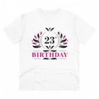 Men's PC Cotton 23rd Birthday Printed T Shirt (Color: White, Thread Count: 180GSM)