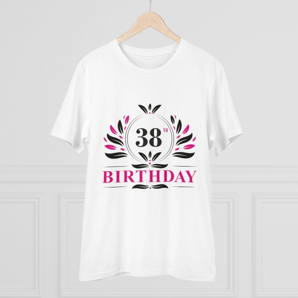 Men's PC Cotton 38th Birthday Printed T Shirt (Color: White, Thread Count: 180GSM)