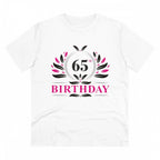 Men's PC Cotton 65th Birthday Printed T Shirt (Color: White, Thread Count: 180GSM)