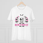 Men's PC Cotton 61st Birthday Printed T Shirt (Color: White, Thread Count: 180GSM)