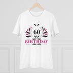 Men's PC Cotton 60th Birthday Printed T Shirt (Color: White, Thread Count: 180GSM)