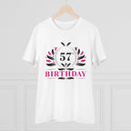 Men's PC Cotton 57th Birthday Printed T Shirt (Color: White, Thread Count: 180GSM)