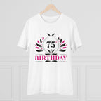 Men's PC Cotton 75th Birthday Printed T Shirt (Color: White, Thread Count: 180GSM)
