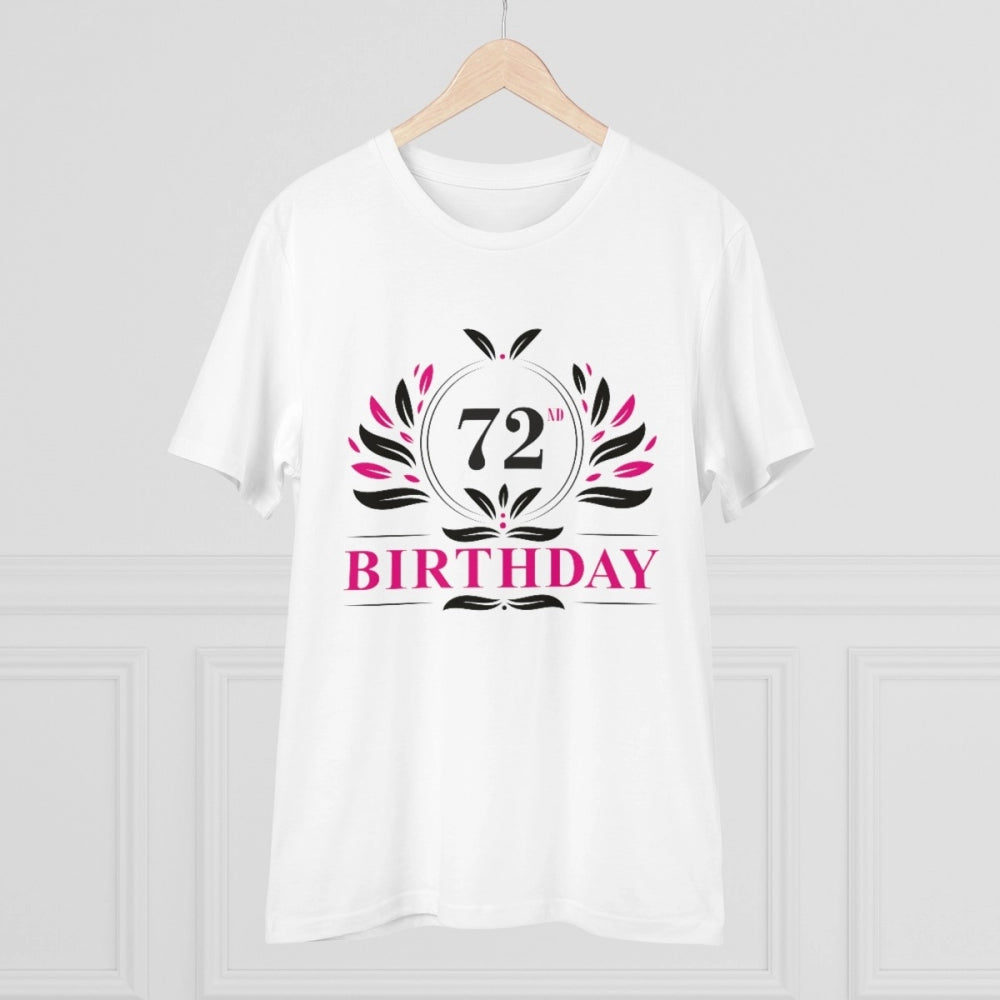 Men's PC Cotton 72nd Birthday Printed T Shirt (Color: White, Thread Count: 180GSM)