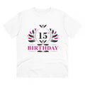 Men's PC Cotton 15th Birthday Printed T Shirt (Color: White, Thread Count: 180GSM)