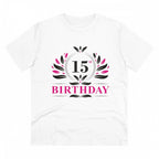 Men's PC Cotton 15th Birthday Printed T Shirt (Color: White, Thread Count: 180GSM)