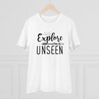 Men's PC Cotton Explore The Unseen Printed T Shirt (Color: White, Thread Count: 180GSM)