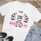 Men's PC Cotton 28th Birthday Printed T Shirt (Color: White, Thread Count: 180GSM)