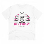 Men's PC Cotton 22nd Birthday Printed T Shirt (Color: White, Thread Count: 180GSM)