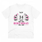 Men's PC Cotton 34th Birthday Printed T Shirt (Color: White, Thread Count: 180GSM)