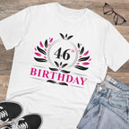 Men's PC Cotton 46th Birthday Printed T Shirt (Color: White, Thread Count: 180GSM)