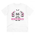 Men's PC Cotton 66th Birthday Printed T Shirt (Color: White, Thread Count: 180GSM)