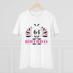 Men's PC Cotton 64th Birthday Printed T Shirt (Color: White, Thread Count: 180GSM)