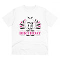 Men's PC Cotton 72nd Birthday Printed T Shirt (Color: White, Thread Count: 180GSM)