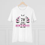Men's PC Cotton 70th Birthday Printed T Shirt (Color: White, Thread Count: 180GSM)