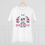 Men's PC Cotton 69th Birthday Printed T Shirt (Color: White, Thread Count: 180GSM)