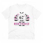 Men's PC Cotton 67th Birthday Printed T Shirt (Color: White, Thread Count: 180GSM)