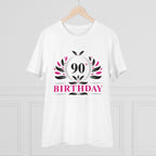 Men's PC Cotton 90th Birthday Printed T Shirt (Color: White, Thread Count: 180GSM)
