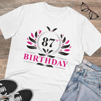Men's PC Cotton 87th Birthday Printed T Shirt (Color: White, Thread Count: 180GSM)