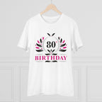 Men's PC Cotton 80th Birthday Printed T Shirt (Color: White, Thread Count: 180GSM)