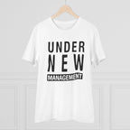 Men's PC Cotton Under New Management Desing Printed T Shirt (Color: White, Thread Count: 180GSM)