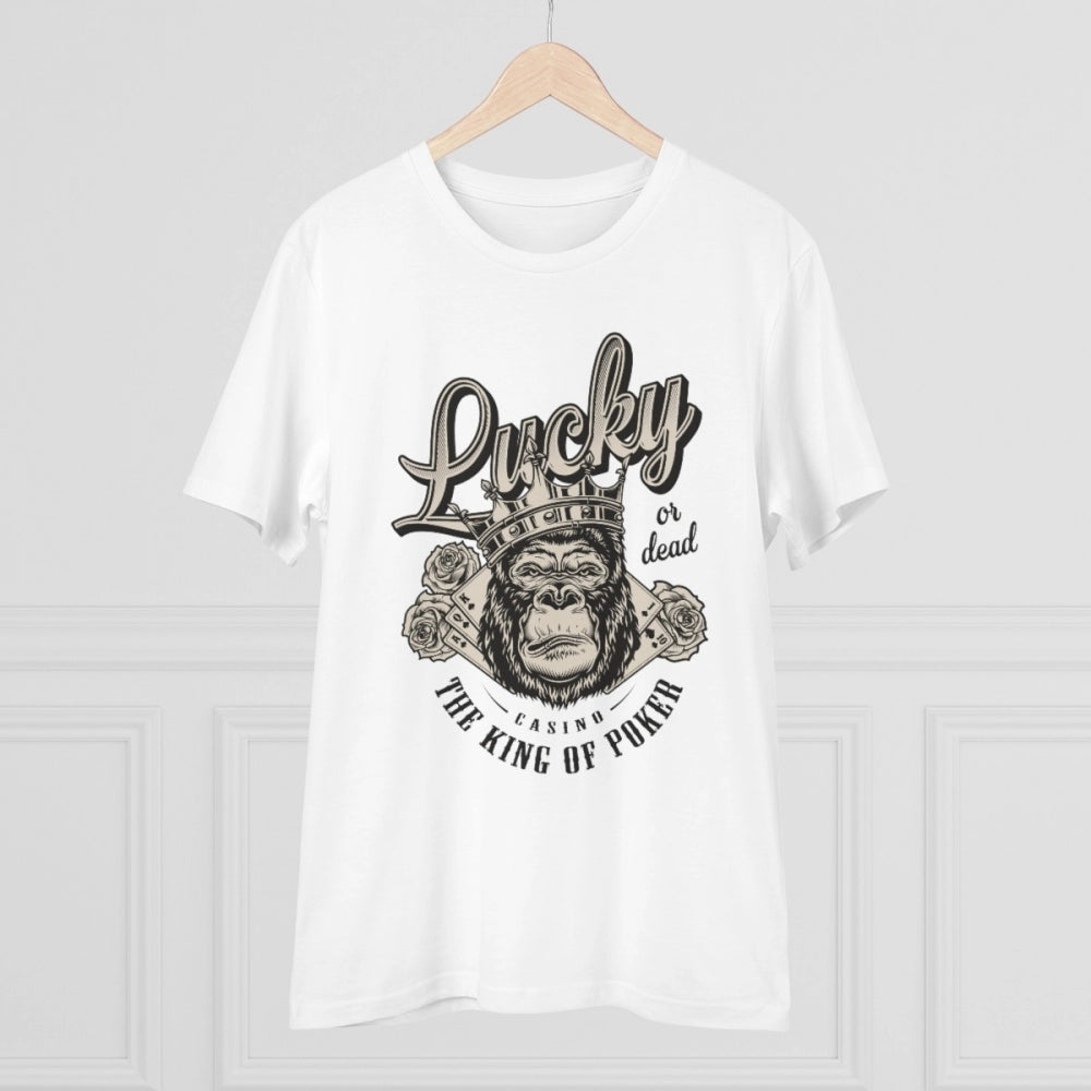 Men's PC Cotton Gorila Desing Printed T Shirt (Color: White, Thread Count: 180GSM)