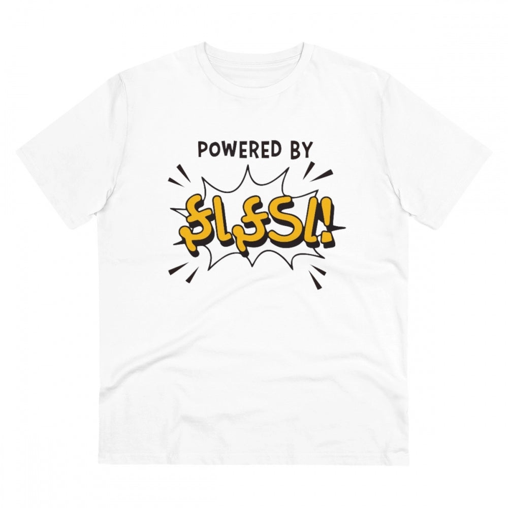 Men's PC Cotton Powered Bt Fafda Printed T Shirt (Color: White, Thread Count: 180GSM)