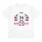 Men's PC Cotton 16th Birthday Printed T Shirt (Color: White, Thread Count: 180GSM)