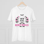 Men's PC Cotton 22nd Birthday Printed T Shirt (Color: White, Thread Count: 180GSM)