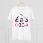 Men's PC Cotton 21st Birthday Printed T Shirt (Color: White, Thread Count: 180GSM)