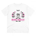 Men's PC Cotton 46th Birthday Printed T Shirt (Color: White, Thread Count: 180GSM)