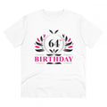 Men's PC Cotton 64th Birthday Printed T Shirt (Color: White, Thread Count: 180GSM)