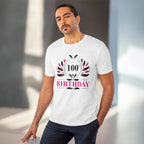 Men's PC Cotton 100th Birthday Printed T Shirt (Color: White, Thread Count: 180GSM)