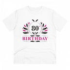 Men's PC Cotton 80th Birthday Printed T Shirt (Color: White, Thread Count: 180GSM)