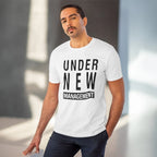 Men's PC Cotton Under New Management Desing Printed T Shirt (Color: White, Thread Count: 180GSM)