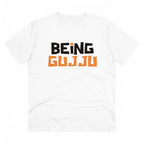 Men's PC Cotton Being Gujju Printed T Shirt (Color: White, Thread Count: 180GSM)