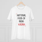 Men's PC Cotton India Kasam Printed T Shirt (Color: White, Thread Count: 180GSM)