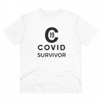 Men's PC Cotton Covid 19 Survivor Printed T Shirt (Color: White, Thread Count: 180GSM)